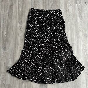 Max Studio Asymmetrical Black Floral Skirt with Zipper
